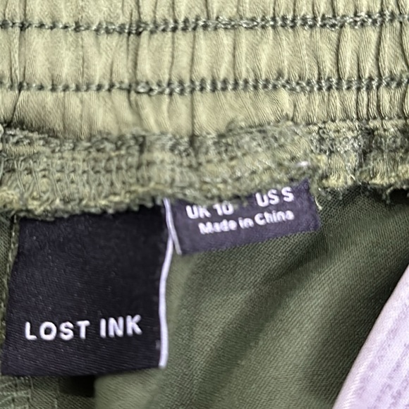 Lost INK olive green wide leg satin pants size small - Picture 7 of 9
